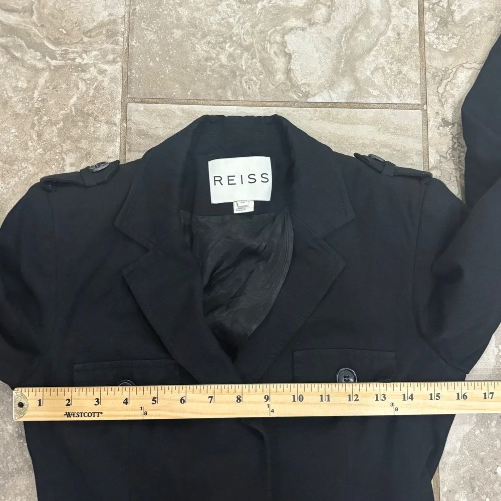 Reiss Womens Black Utility Blazer Jacket‎ Military Style Epaulettes Size XS